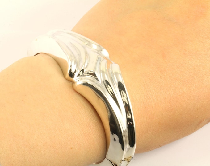 Vintage Mirror Free Form Bangle Bracelet Sterling Silver Br 863