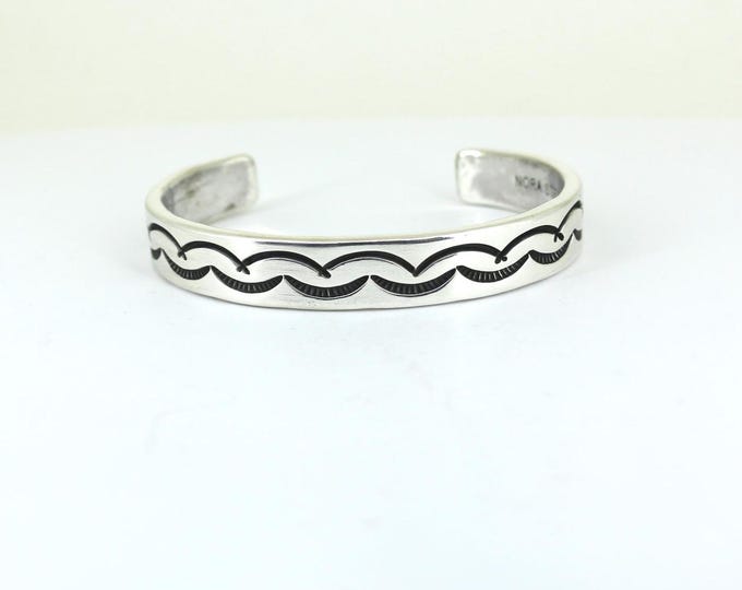 Vintage Navajo Nora Sterling Native American Cuff Bracelet Sterling BR 1573