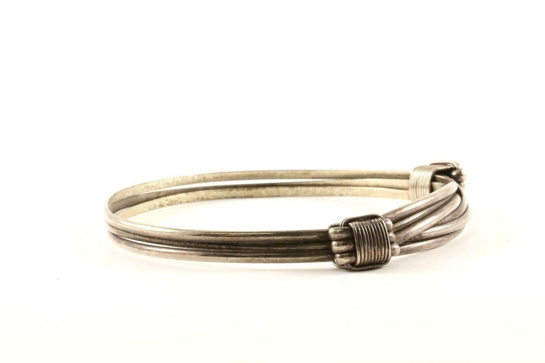 Vintage Wire Cable Design Bangle Bracelet Sterling Silver Br 2534 123759778183