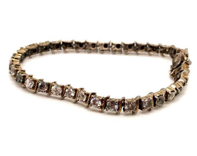 Vintage Bracelet | 14k Gold Bracelet | White Chrystal's Stones Bracelet | 925 Sterling Silver Bracelet | BR 2737N