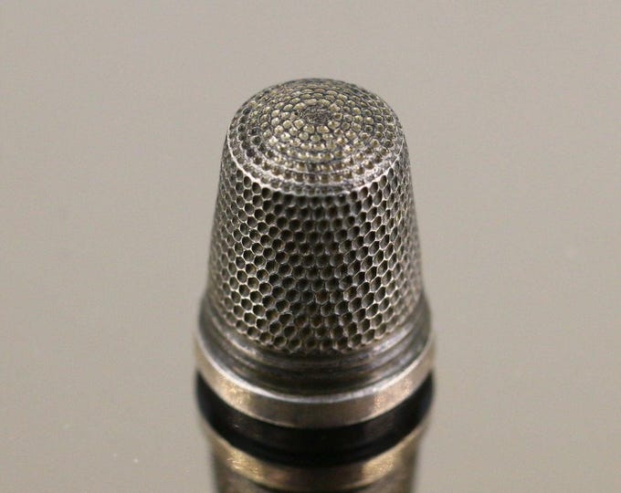 Vintage Birmingham 1985 Large Shiny Finger Protection For Sewing Thimble European Size 7 925 Sterling Silver OT 1266e