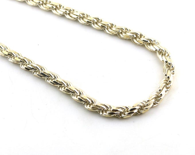 Vintage 20 Inch Thick Rope Heavy Plain Simple Men Design Chain Necklace 925 Sterling NC 1199K