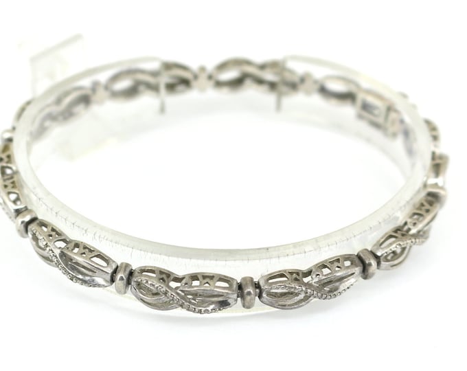 Vintage Sun Small Diamond Inlay Infinity Eternity Design Tennis Bracelet  925 Sterling BR 3435
