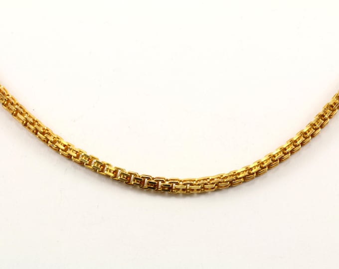 Vintage 18 Inch Box Style Gold Tone Chain Necklace 925 Sterling Silver NC 194-E