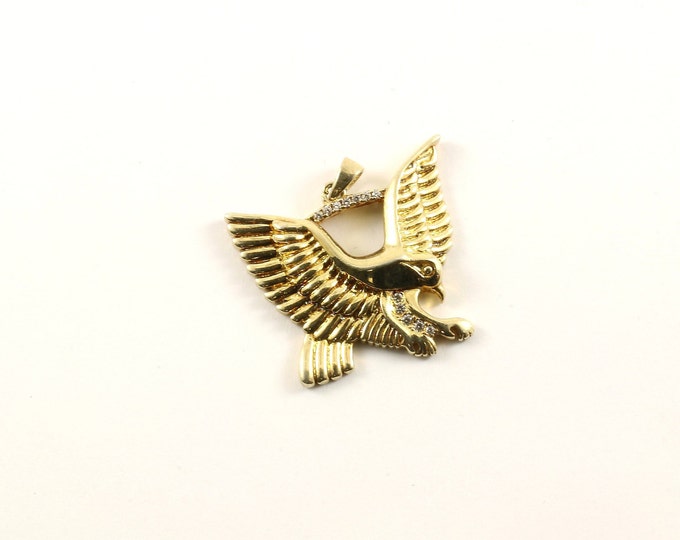 Vintage Gold Tone Eagle Crystals CZ Design Pendant 925 Sterling  PD 2051