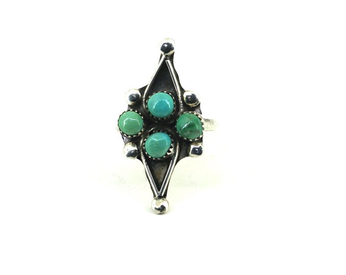 Vintage Size 5 Turquoise Beaded Ring 925 Sterling Silver RG 3379