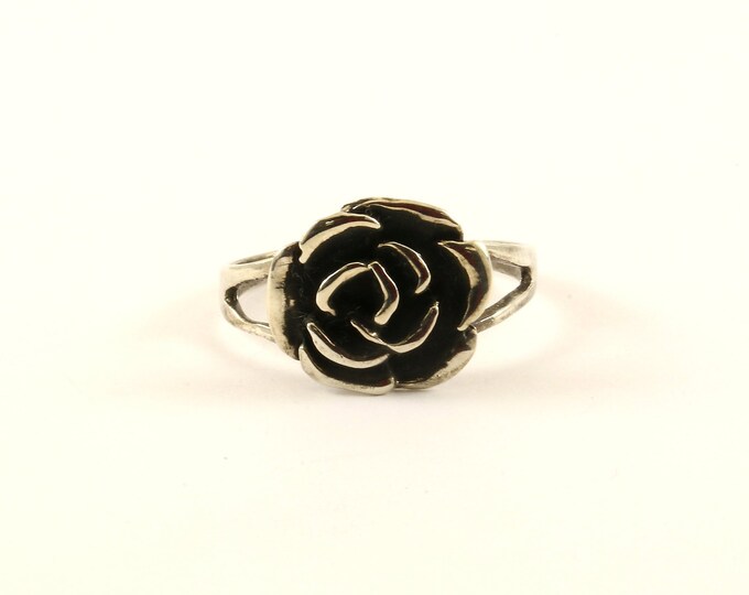 Vintage Size 7 Rose Flower Design Ring 925 Sterling RG 1721