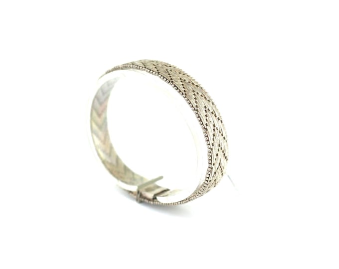 Vintage Italy Chevron Estate Mesh Design  Bracelet 925 Sterling BR 3457