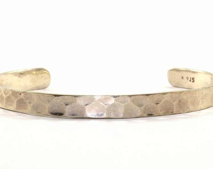 Vintage K Signed Hammered Cuff Bracelet 925 Sterling Br 904