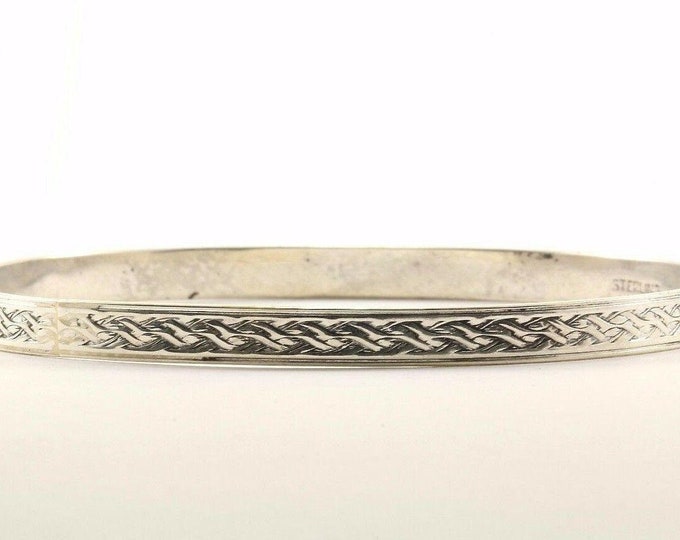 Vintage Braided Design Bangle Bracelet Sterling Br 2676(123759773682)