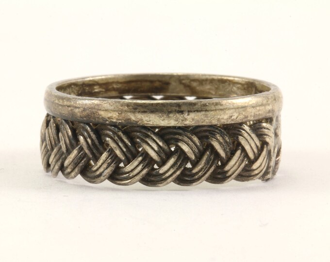 Vintage Size 11.25 Braid Ring 925 Sterling Silver RG 2761