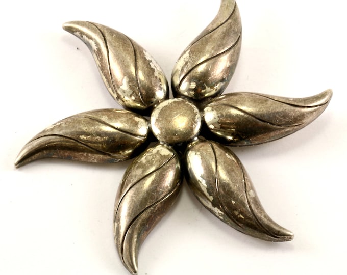 Vintage Lily Flowers Design Pin/Brooch 925 Sterling Silver BB 1237