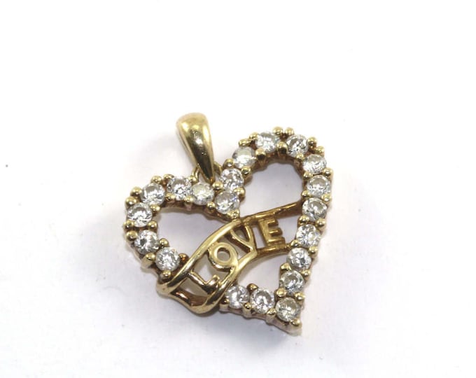 Vintage Heart Shape CZ Inlay Love Pendant 925 Sterling Silver PD 1321