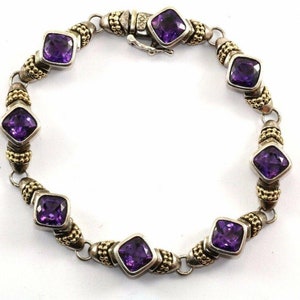 Sadye L Vassil Slv Bracciale in oro 14 carati Sterling 8 pietre di ametista Br 1834