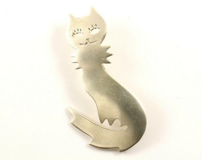 Vintage Kitty Cat Kitten Design Pin/brooch 925 Sterling Bb 466(123720979258)