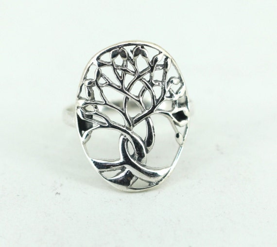 Size 9 Tree Statement Ring 925 Sterling Silver Rg… - image 1