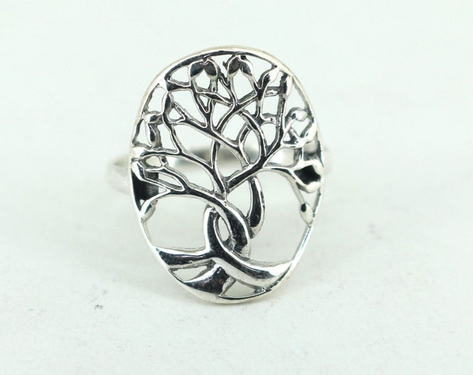 Size 9 Tree Statement Ring 925 Sterling Silver Rg 1526