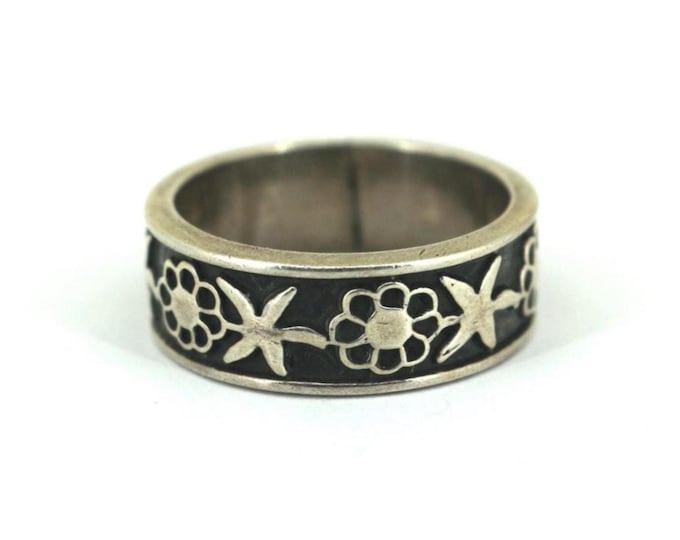 Vintage Mexico Ocean Inspired Band Design Ring 925 Sterling Silver RG 4586