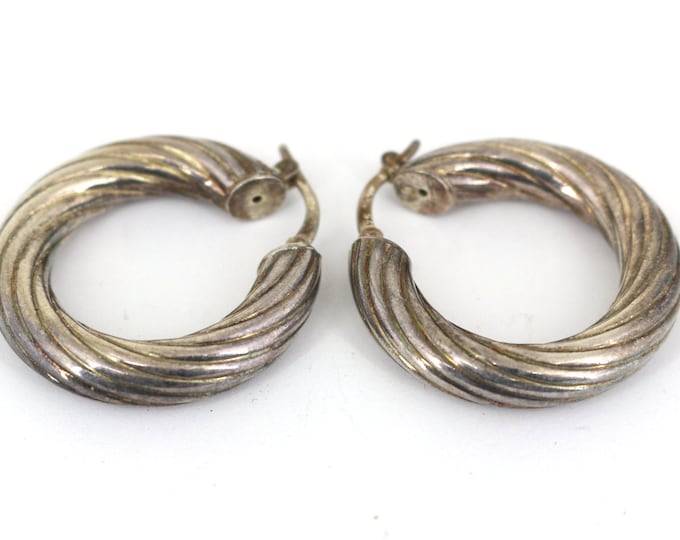 Vintage Swirl Round Hoop Design Earrings 925 Sterling Silver ER 1587