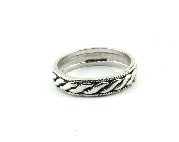 Vintage Size 7  Rope Pattern Band Sterling 925 Silver Ring  RG 874