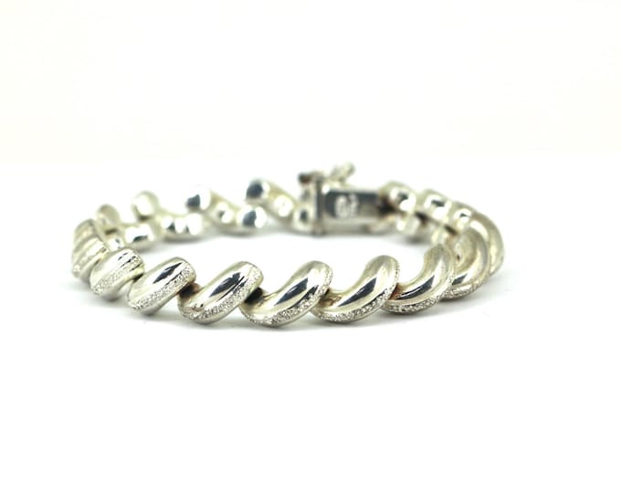 Vintage Italy Macaroni Bracelet: Sterling Silver 925 BR 212