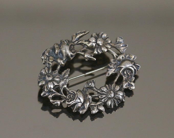 Vintage Open Floral  Brooch Sterling 925 BB 1839