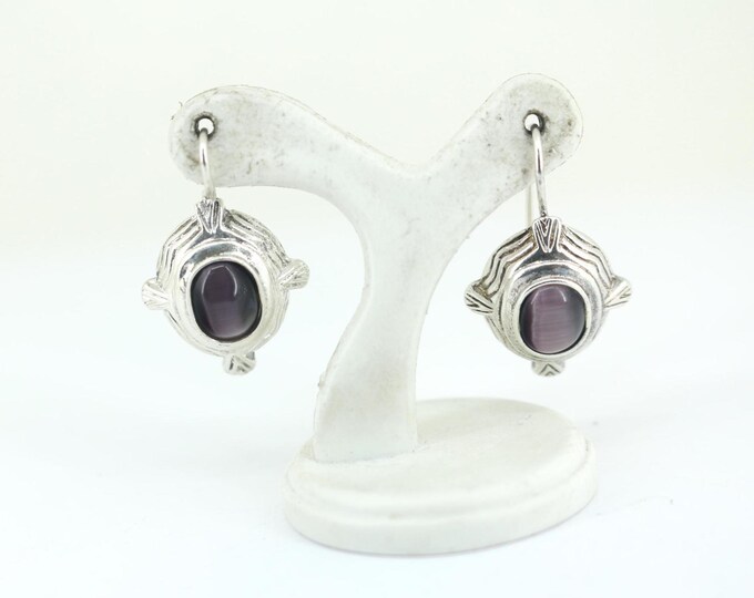 Vintage Purple Chrysoberyl Drop/dangle Earrings 925 Sterling Er 1057(401742007708)