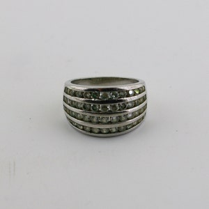 Vintage Size 7 Plain Classy Dome Shape Cluster Pave White Crystals CZ Design Signet Ring 925 Sterling Silver RG 1407R
