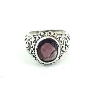 Vintage Size 8 Purple CZ Men Ring 925 Sterling Rg 4081