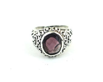 Vintage Size 8 Purple CZ Men Ring 925 Sterling Rg 4081