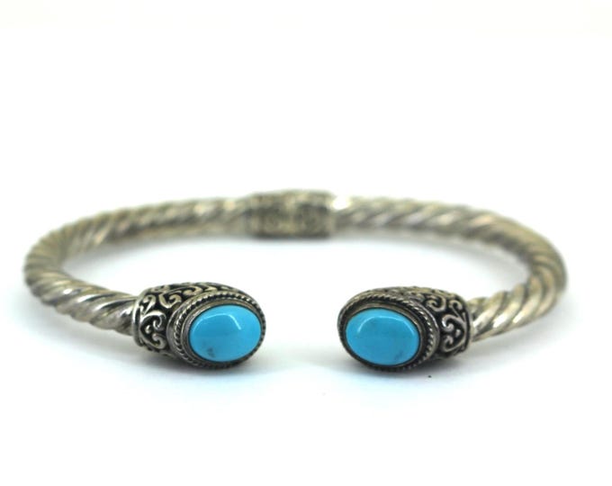 Vintage Samuel B Sleeping Turquoise Cuff Bracelet 925 Sterling Silver BR 139