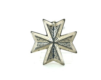 Vintage 1977 Reed and Barton Christmas Cross Ornament 925 Sterling Silver OT 381