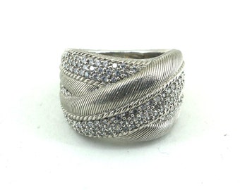 Size 7 Judith Ripka Crossover Ring 925 Sterling Silver Rg 632
