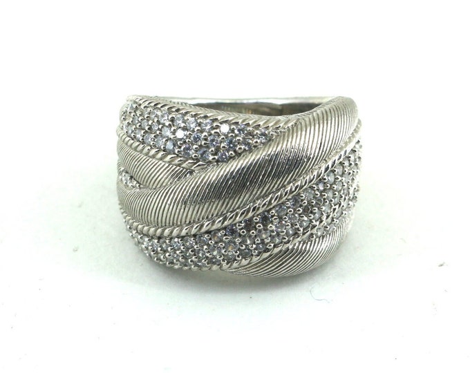 Size 7 Judith Ripka Crossover Ring 925 Sterling Silver Rg 632