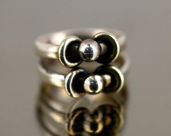 Vintage Women Double Knot Beads Ring 925 Sterling Silver Size 6 RG 3743