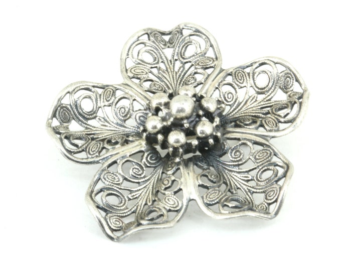 Vintage Beau Flower Scroll Pin/Brooch 925 Sterling BB 1537