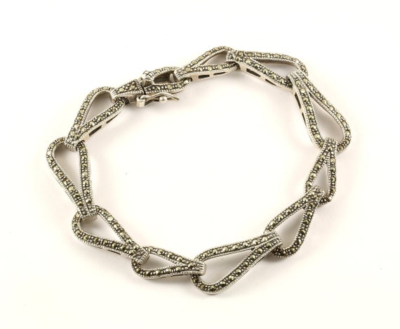 Vintage Beautiful Open Loop Design Link Bracelet 925 Sterling