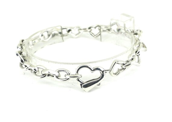 アクセサリー heart vintage silver 925 bracelet Vintage Heart Oval Links Design Link Chain Bracelet 925