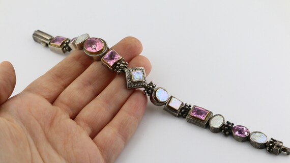 Vintage Beautiful Mother Of Pearl Pink Crystals R… - image 6