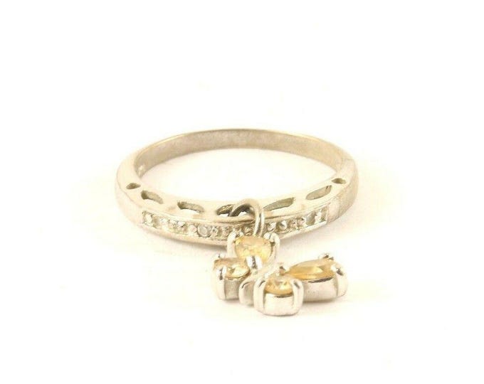 Vintage Silver Crystals Butterfly Shape Band Design Ring 925 Sterling RG 3928