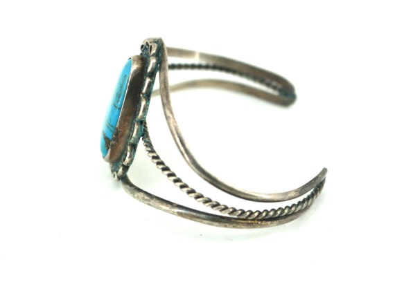 Vintage Navajo JJ Small Wrist Turquoise Stone Cuff Bracelet