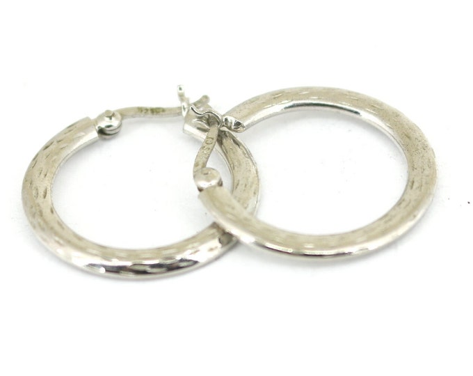 Vintage Shiny Plain Spring  Hoop Earrings Sterling 925 ER 1509