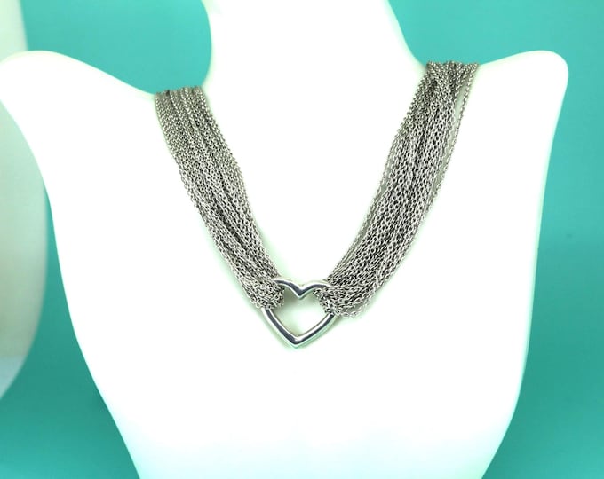 Authentic Tiffany & Co Necklace | Multi-strand Necklace | Heart Toggle Clasp 16 Necklace | Sterling 925 Silver Necklace |  NC 2142