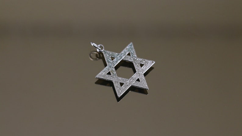 Vintage Flat Shiny Israel Star Of David Jewish Sign Design Pendant 925 Sterling PD 2911