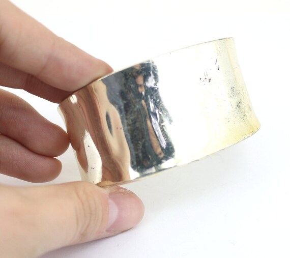 Vintage Wide Shiny Plain Simple Scroll Cuff Brace… - image 2