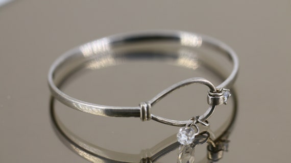 Vintage Beautiful Open Loop Crystal Design Bangle… - image 1