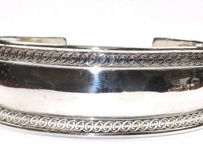 Vintage Polished Mirror 1 In Thick Braided Cuff Bracelet 925 Sterling Br 1252(123720989889)