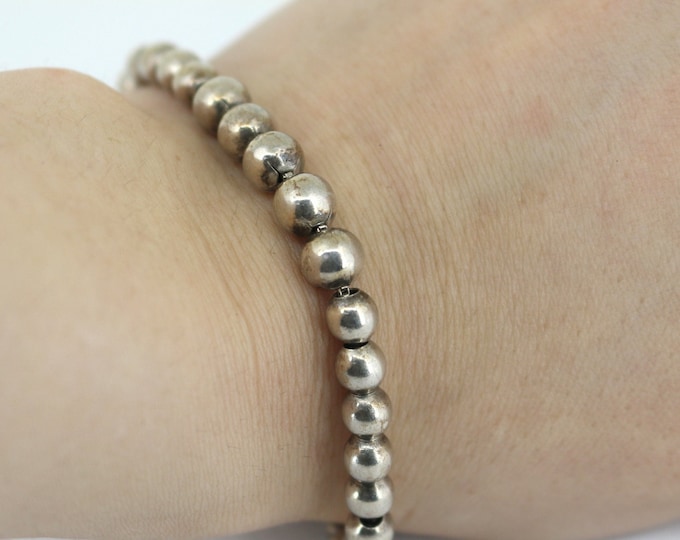Vintage Italy Beads Beaded Chain Link Bracelet Sterling 925 Br 2677