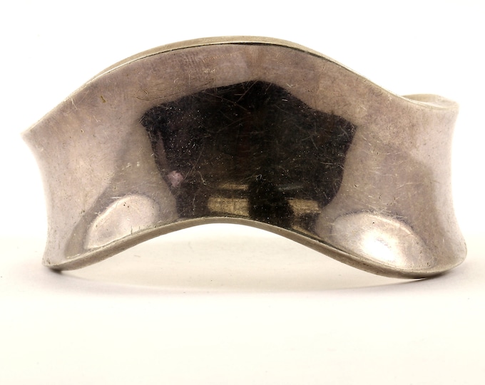 Vintage Mexico Taxco Plain Design Bangle Bracelet Sterling Silver BR 2996