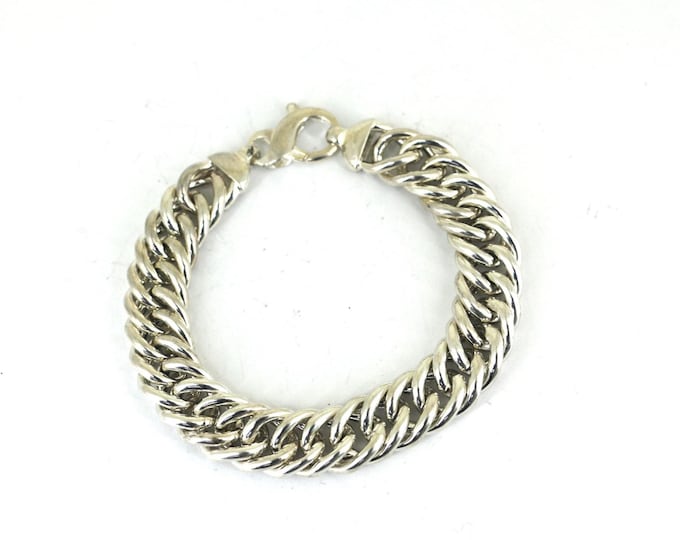 Vintage Italian Men Bismark Design Link Chain Bracelet 925 Sterling Silver BR 309
